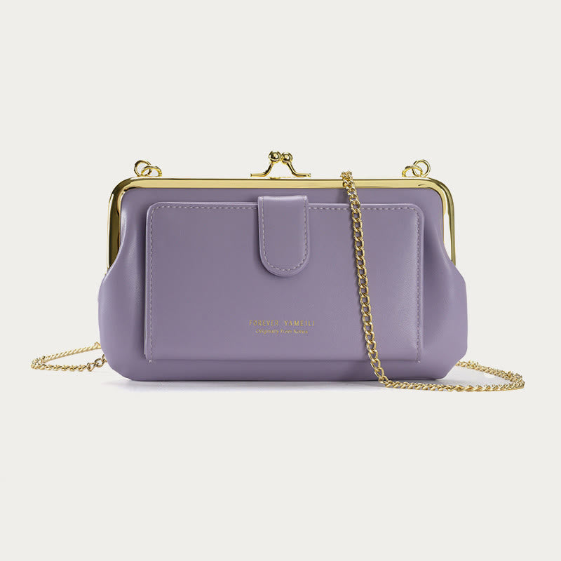 Handytasche für Damen, Umhängetasche mit Kette und mehreren Fächern
