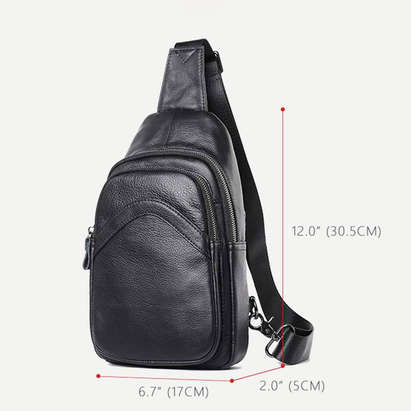 Schultertasche für Herren aus echtem Leder, lässiger Einkaufs-Tagesrucksack
