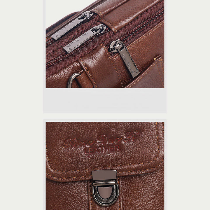 Kleine Umhängetasche für Herren, Business-Tasche aus echtem Leder, tragbar