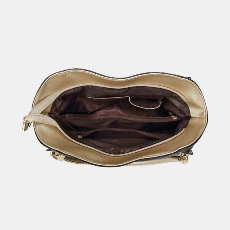 Große Handtasche aus Leder für Damen mit Reißverschluss und Tragegriff oben