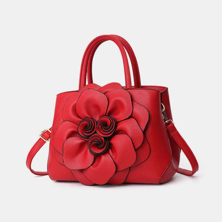 Damen Floral Elegante Schultertasche Vegan Leder Handtasche Satchel Geldbörsen