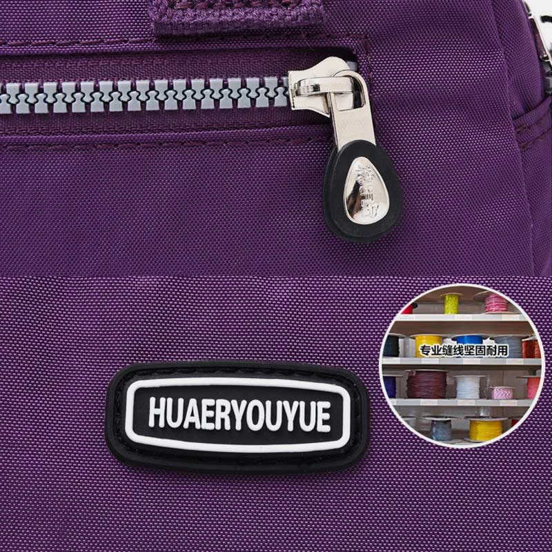 Handtasche für Damen, lila, Nylon, leicht, Einkaufstasche mit Reißverschluss