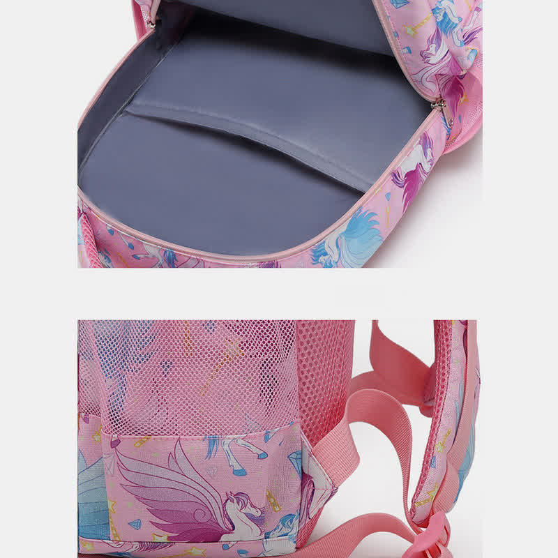 Einhorn-Schulranzen-Set für Mädchen, Rucksack, Büchertasche, Lunchtasche, Federmäppchen