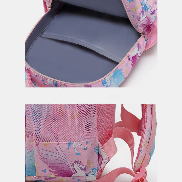 Einhorn-Schulranzen-Set für Mädchen, Rucksack, Büchertasche, Lunchtasche, Federmäppchen