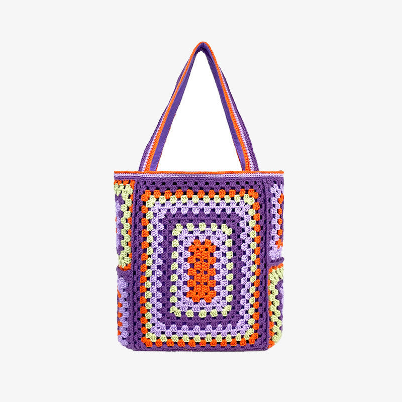 Vintage Tote für Frauen tragbare Pendlertasche handgestrickte Schultertasche