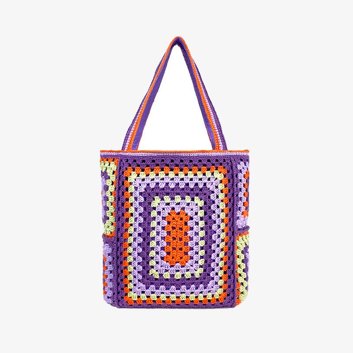 Vintage Tote für Frauen tragbare Pendlertasche handgestrickte Schultertasche
