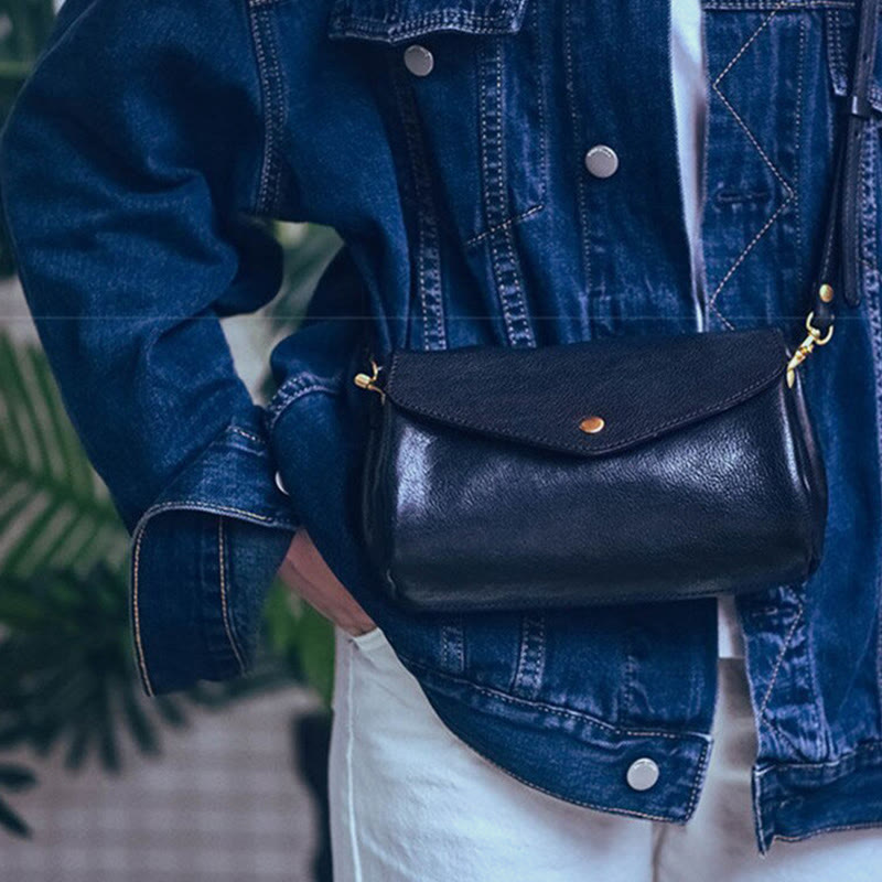 Umhängetasche für Damen, leichte Tasche aus weichem Leder mit mehreren Fächern