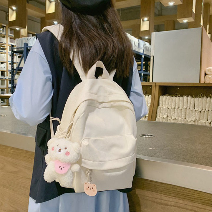 Rucksack für Damen, lässig, cool, solides Nylon, Schul-Umhängetasche