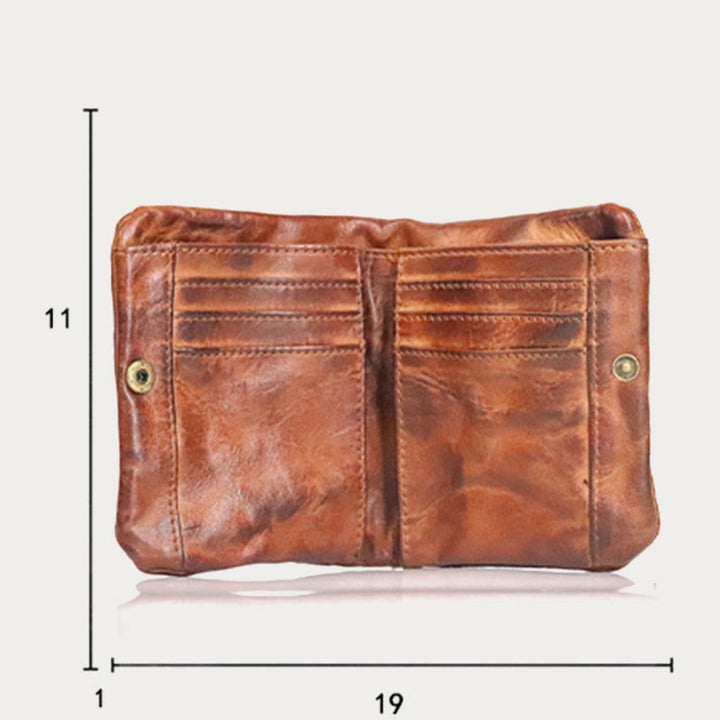 Pflanzlich gegerbtes Leder Geldbörse Damen Herren Retro Vertikale Multifunktionale