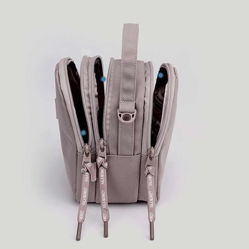 Umhängetasche mit dreifachem Reißverschluss für Damen, wasserdichte Mini-Reisehandtasche