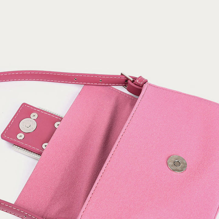 Umhängetasche für Damen, Vintage, mattrosa, elegante Handtasche