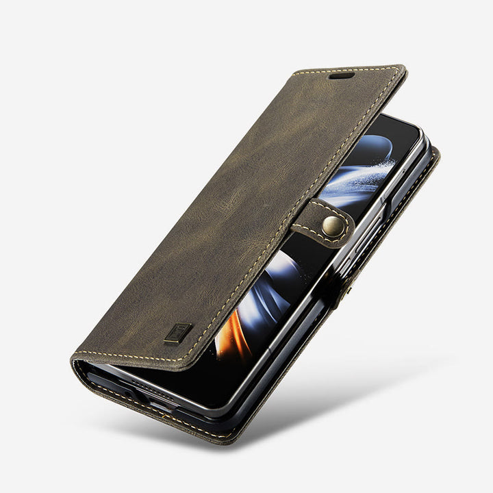 Klappbare Telefonhülle aus Schleifleder mit magnetischer Saugnapf-Schutzhülle