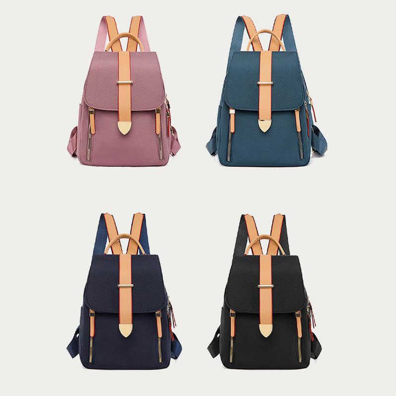Nylon-Rucksack für Damen, einfarbig, Freizeittasche mit großer Kapazität