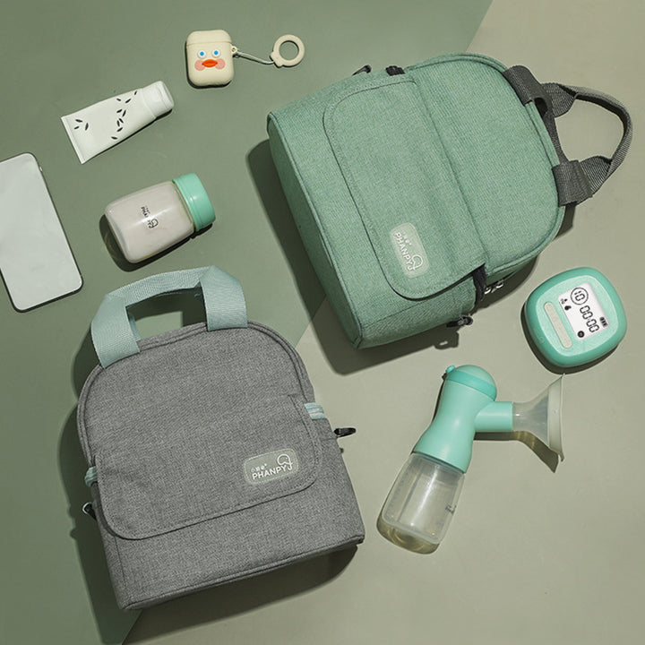 Isolierte Babyflaschentasche, Mamatasche, Kühltasche für Muttermilch mit konturiertem Eisbeutel