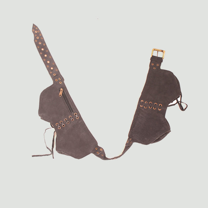 Gürteltasche für Damen, Vintage, mittelalterlich, mit genietetem Gürtel
