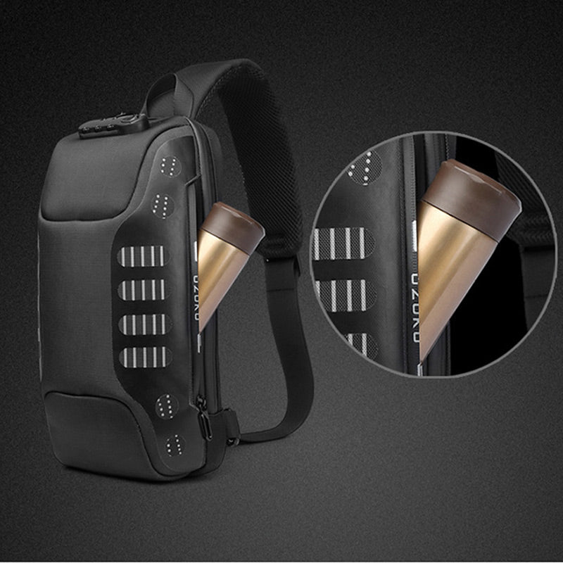 Multifunktionale, wasserdichte, diebstahlsichere Schultertasche mit USB-Ladeanschluss