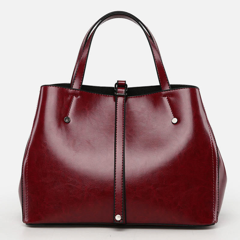 Minimalistische Tote Pure Color Leder Umhängetasche für Damen - Schamottsteine - image 0