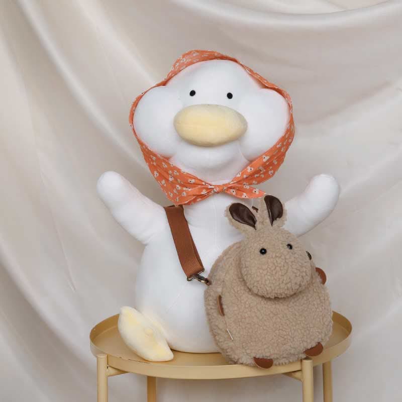 Süße Umhängetasche mit Plüschhase, flauschige Kaninchen-Schultertasche, Handtaschen