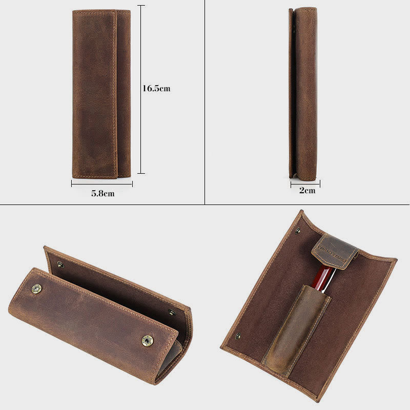 Federmäppchen fürs Business Vintage Echtleder schlichtes Stiftemäppchen