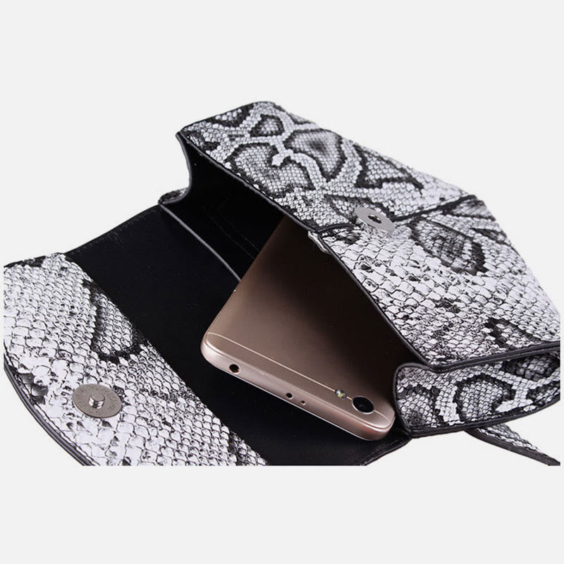 Gürteltasche aus Schlangenhautleder für Damen, veganes Leder