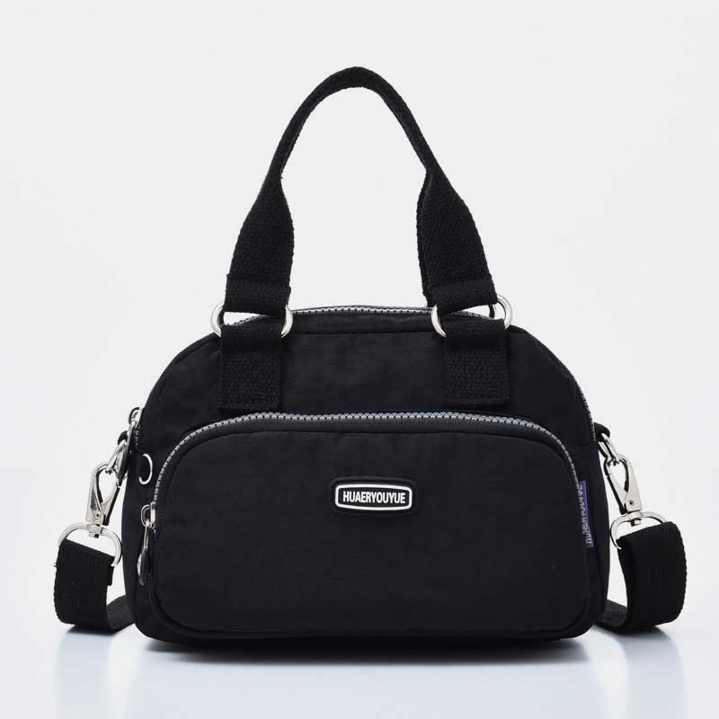 Handtasche für Damen, lila, Nylon, leicht, Einkaufstasche mit Reißverschluss