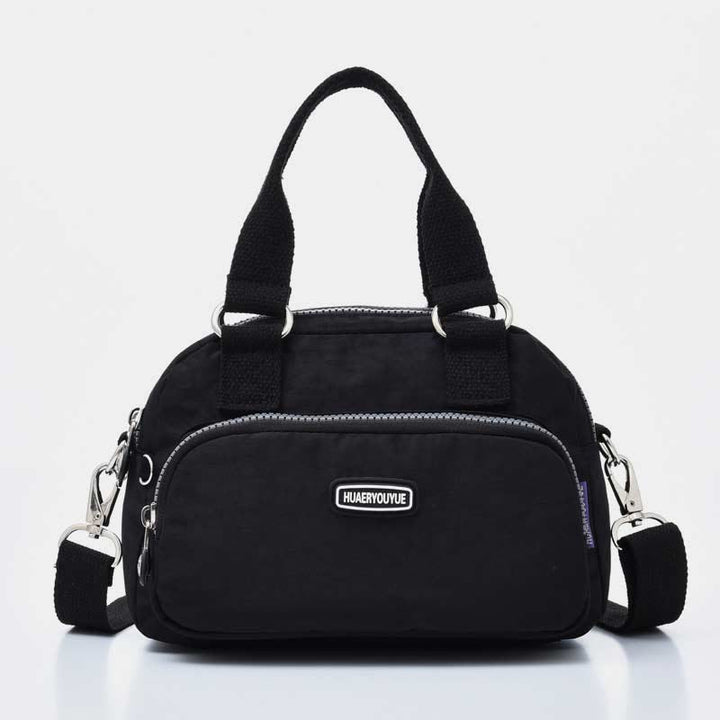 Handtasche für Damen, lila, Nylon, leicht, Einkaufstasche mit Reißverschluss