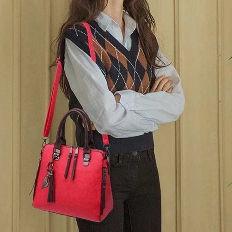 Handtaschen Geldbörsen für Frauen Vegan Leder Top-Griff Schultertasche mit Reißverschluss