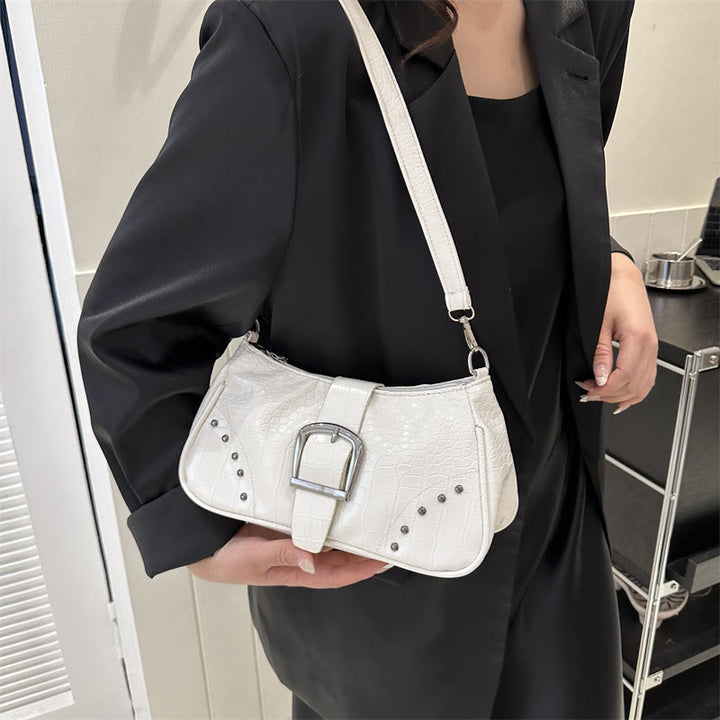 Umhängetasche aus Leder mit Krokodilmuster für Dating im Retro-Stil