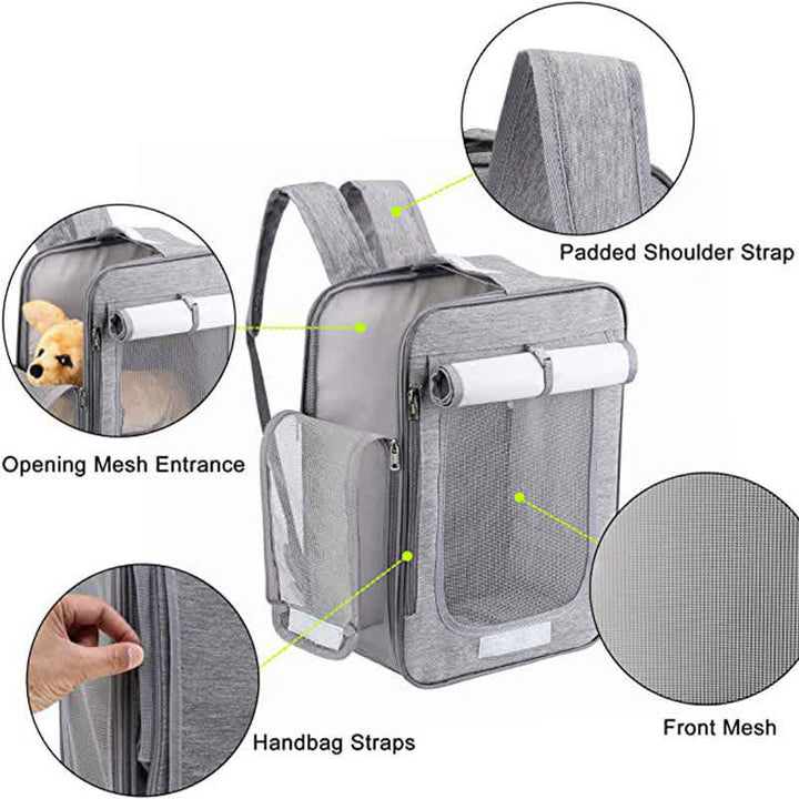 Haustier-Rucksackträger, faltbarer Haustier-Rucksack, Handtasche für Katzen und kleine Hunde