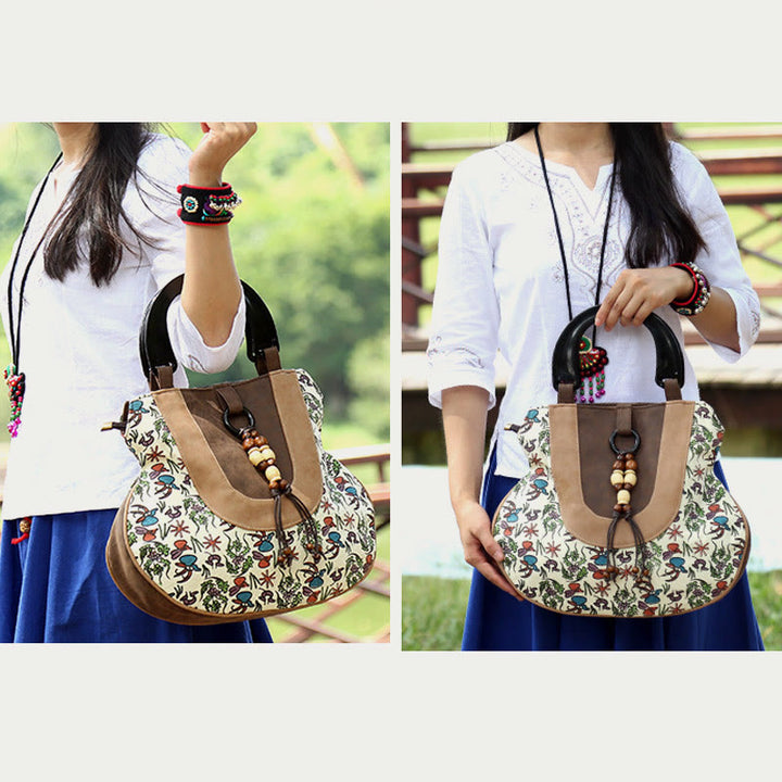 Top-Griff-Tasche für Frauen Ethno-Stil Druck Canvas Handtasche