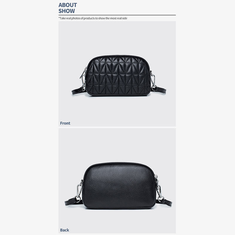 Elegante Umhängetasche für Damen mit drei Fächern und Rautenmuster-Stickerei