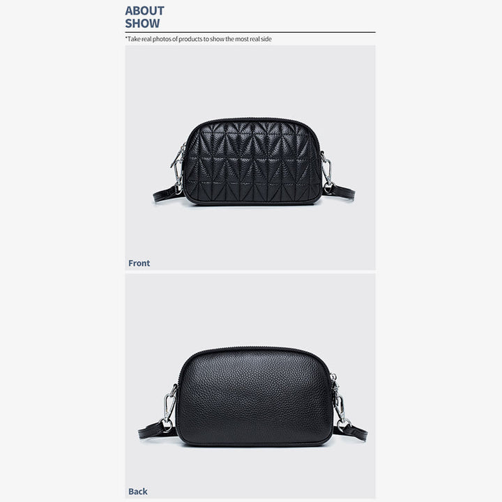 Elegante Umhängetasche für Damen mit drei Fächern und Rautenmuster-Stickerei