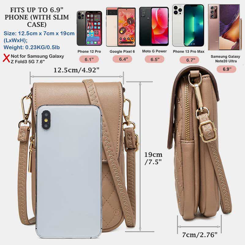 Kleine Umhängetasche für Damen, Handy-Geldbörse, Brieftasche aus Leder, Schultertasche