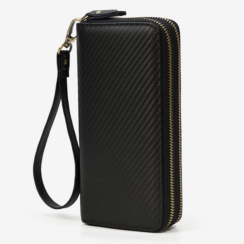 Lange Geldbörse für Herren aus echtem Leder, Retro, lässige Clutch