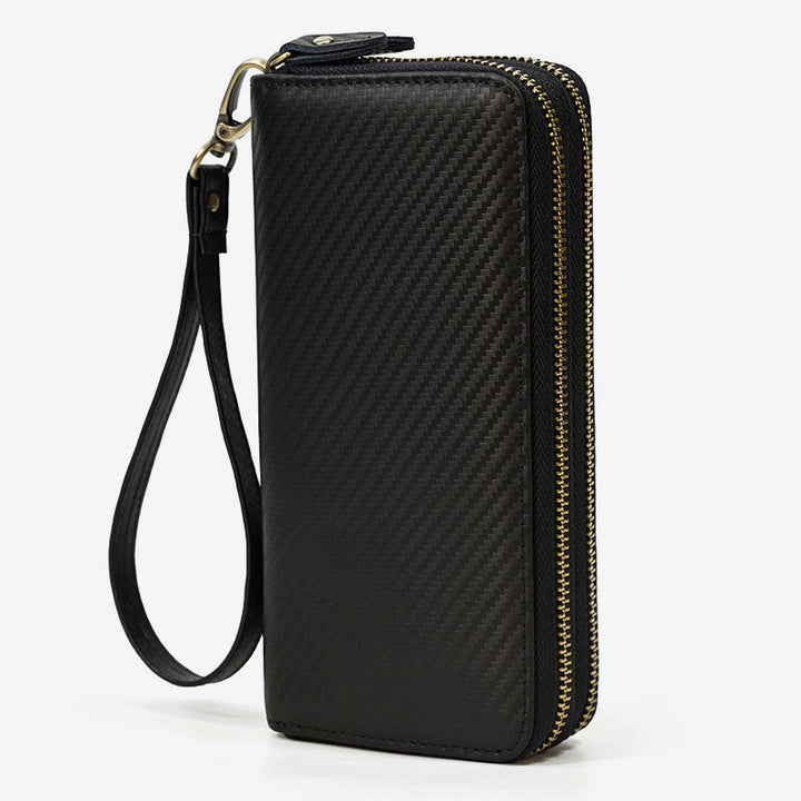 Lange Geldbörse für Herren aus echtem Leder, Retro, lässige Clutch