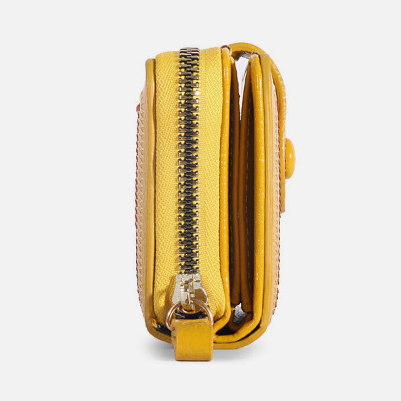 Süße kleine Geldbörse für Mädchen, kurzer Retro-Kartenhalter mit Reißverschluss