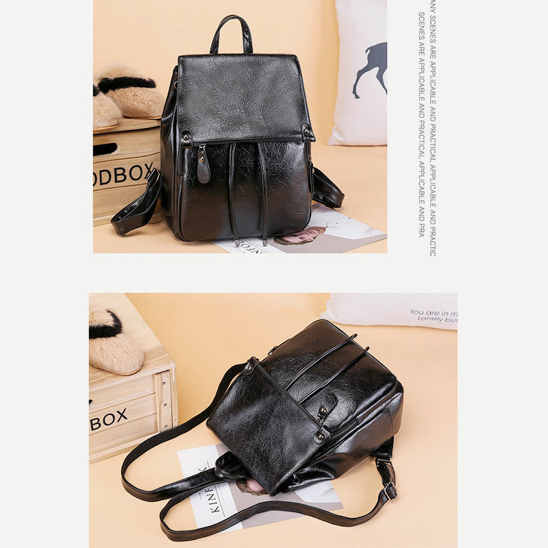 Rucksack für Damen, großes Fassungsvermögen, wasserdicht, Tagesrucksack aus PU-Leder
