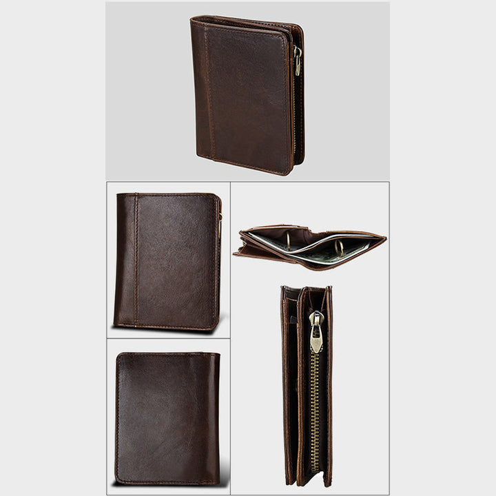 Geldbörse Herren Retro Echtleder Multi Pocket Geldklammer