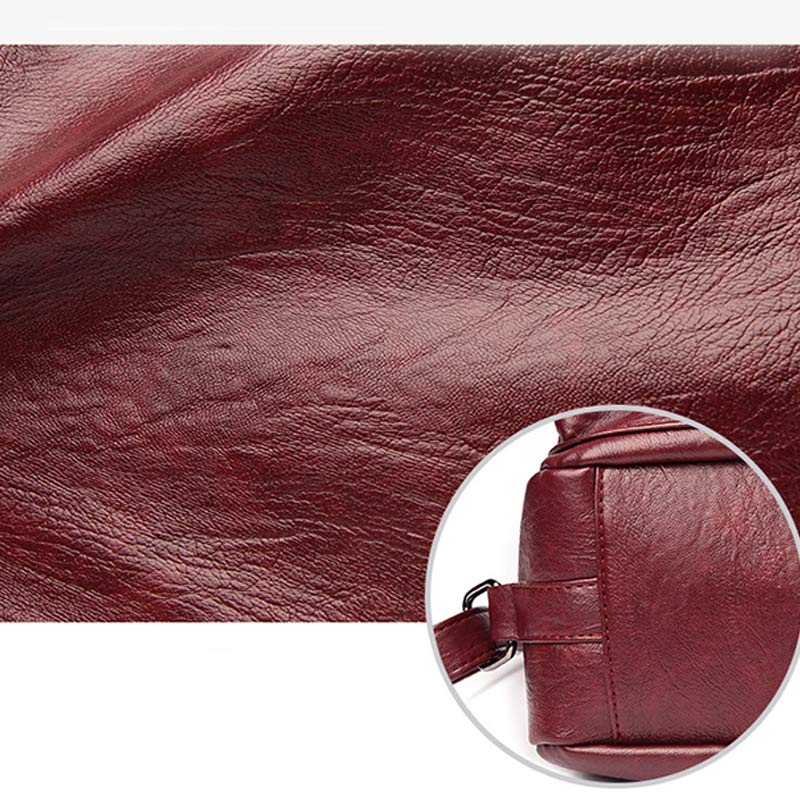 3-Wege-Rucksack mit mehreren Taschen, Umhängetasche aus Leder mit Reißverschluss