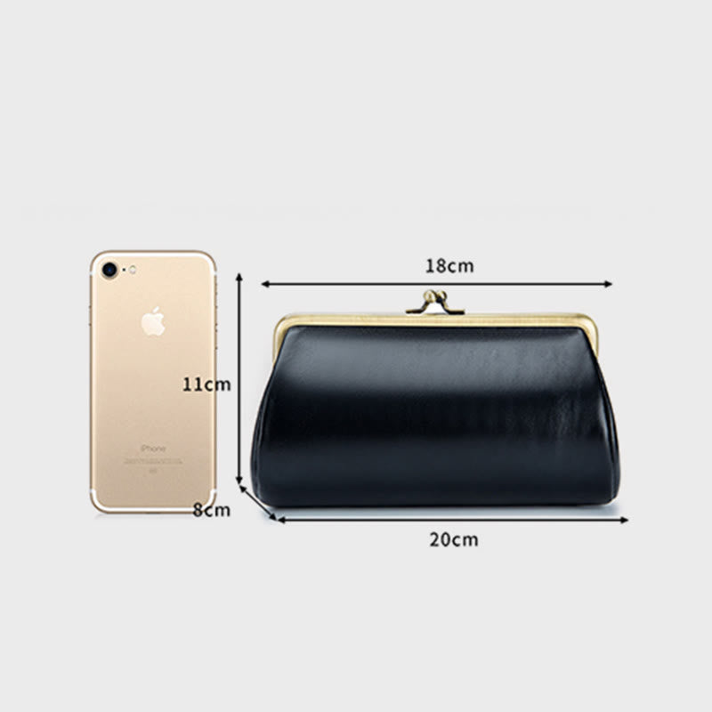 Clutch für Damen, Retro, schlichte Abendtasche aus echtem Leder