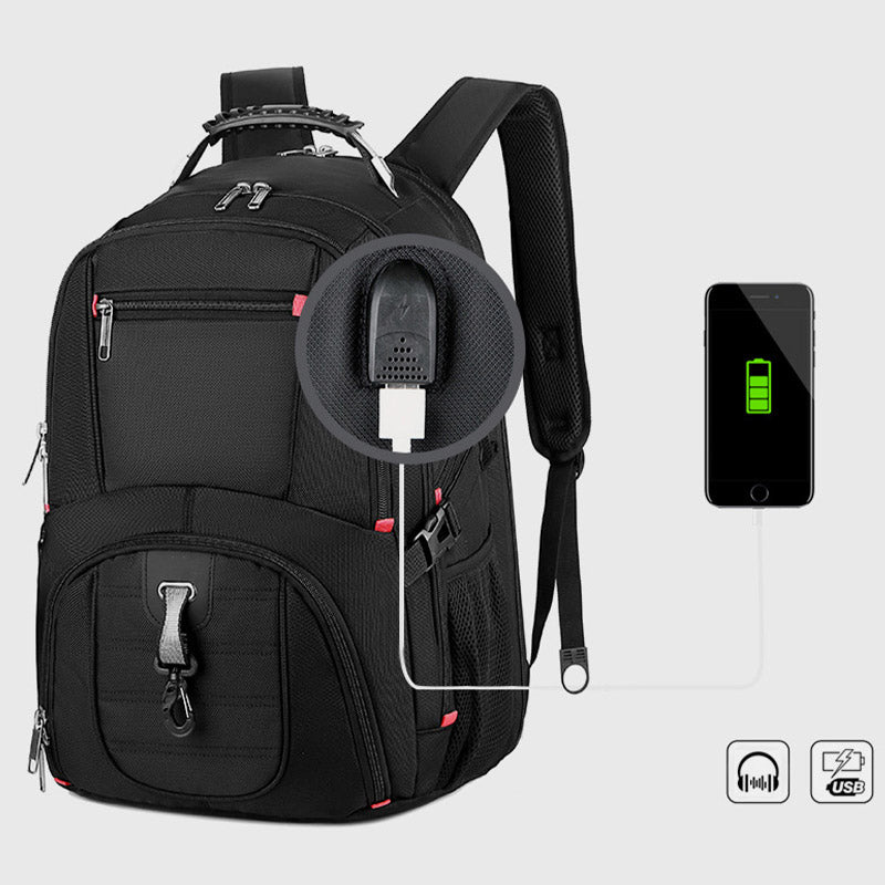 Extragroßer Business-Laptop-Rucksack mit mehreren Taschen und USB-Ladegerät