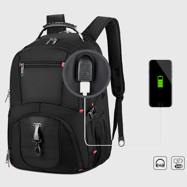Extragroßer Business-Laptop-Rucksack mit mehreren Taschen und USB-Ladegerät