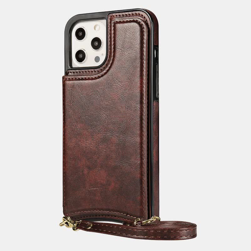 Kompatibel mit iPhone Kickstand Wallet Case Handytasche mit Umhängegurt