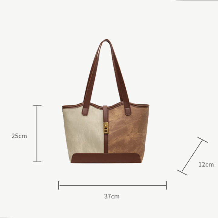Elegante, farblich passende Tragetasche, große Schultertasche aus Leder für Damen