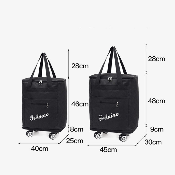 Kurzreise-Gepäcktasche mit Rollen für Damen, tragbar, konvex, Rucksack