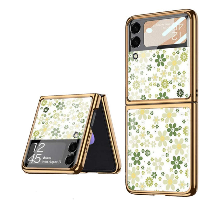 Samsung Galaxy Z Flip 3 Hülle Floral Premium Dünn Transparent Hart PC Handyhülle