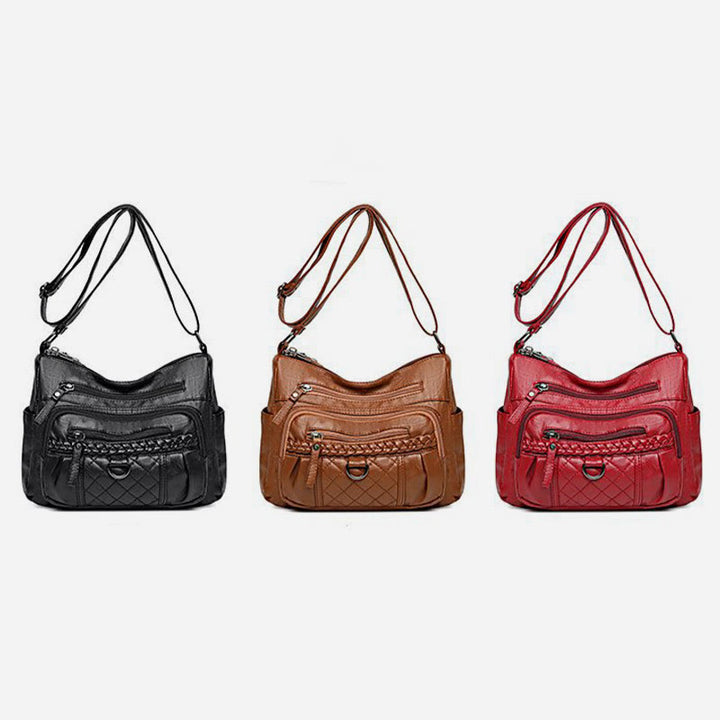 Umhängetasche für Damen, Twist-Design, schlichte Farbe, klassische Geldbörse