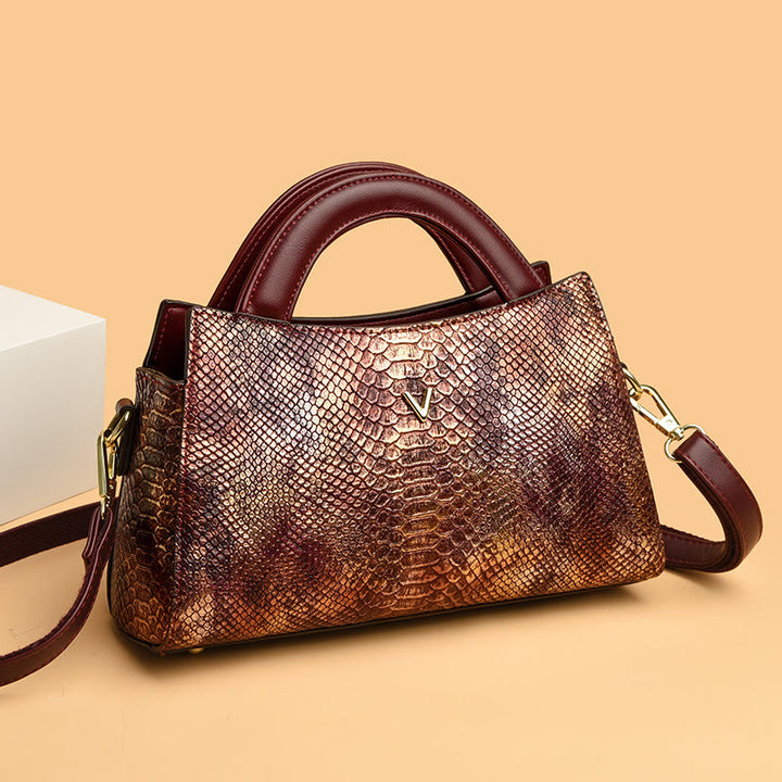 Top-Griff-Tasche für Damen Schlangenhaut-Maserungsform Elegante Umhängetasche