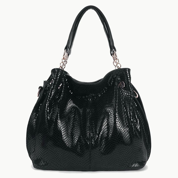 Glänzende Schlangenhaut-Grain-Tasche für Damen aus echtem Leder
