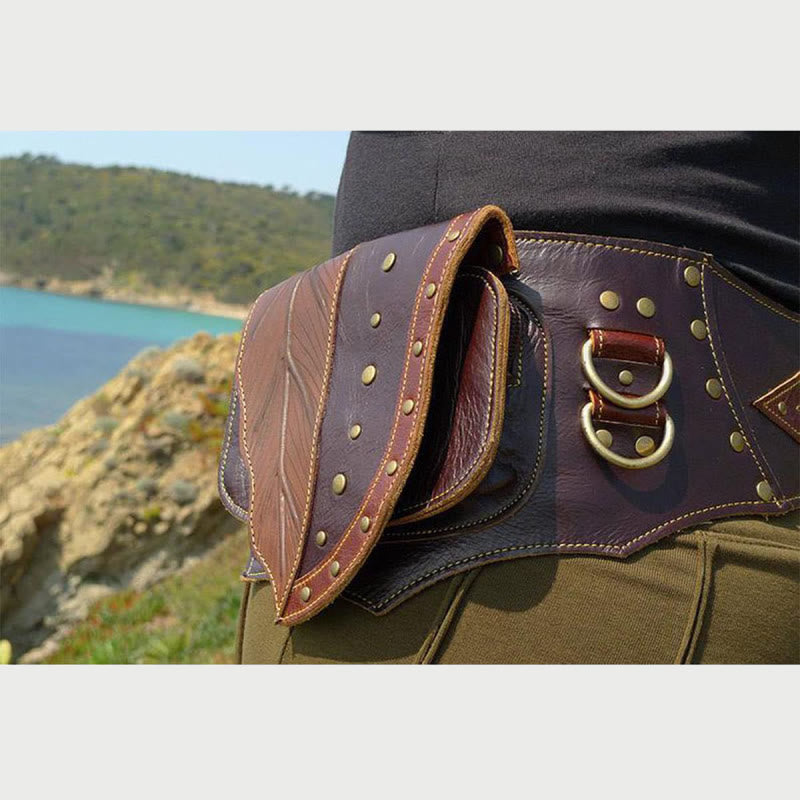 Mittelalterliche Hüfttasche für Frauen, Cosplay, Leder, Utility-Hüfttasche